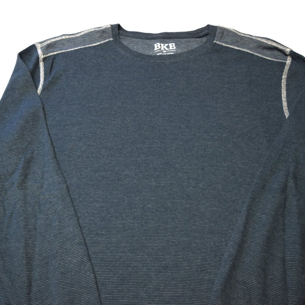 BKE Men's Blue-grey Long Sleeve Tee